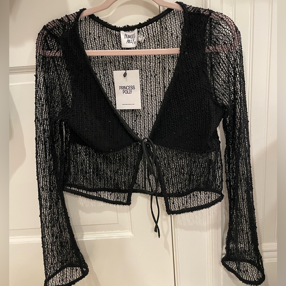 Black Princess Polly Long Sleeve Tie Shirt